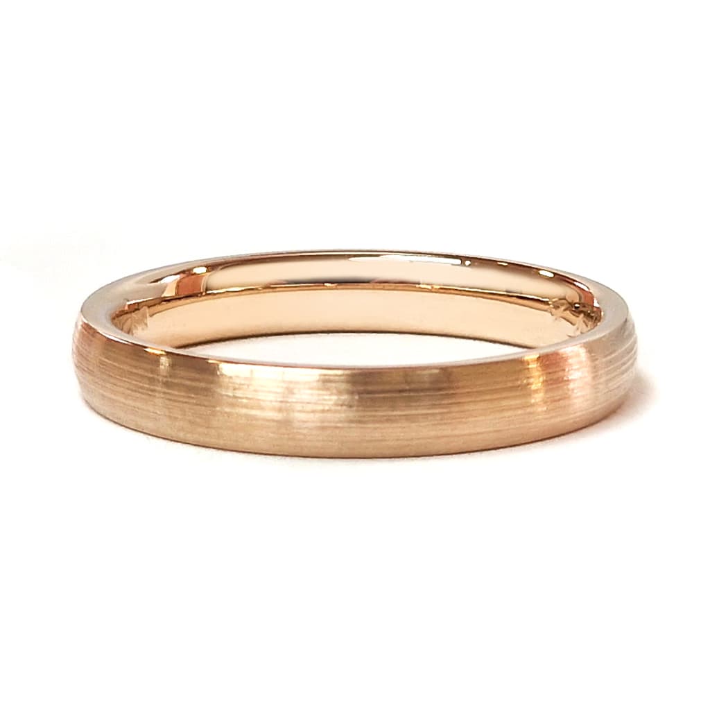 Брачна халка от розово злато 14 карата, матирана