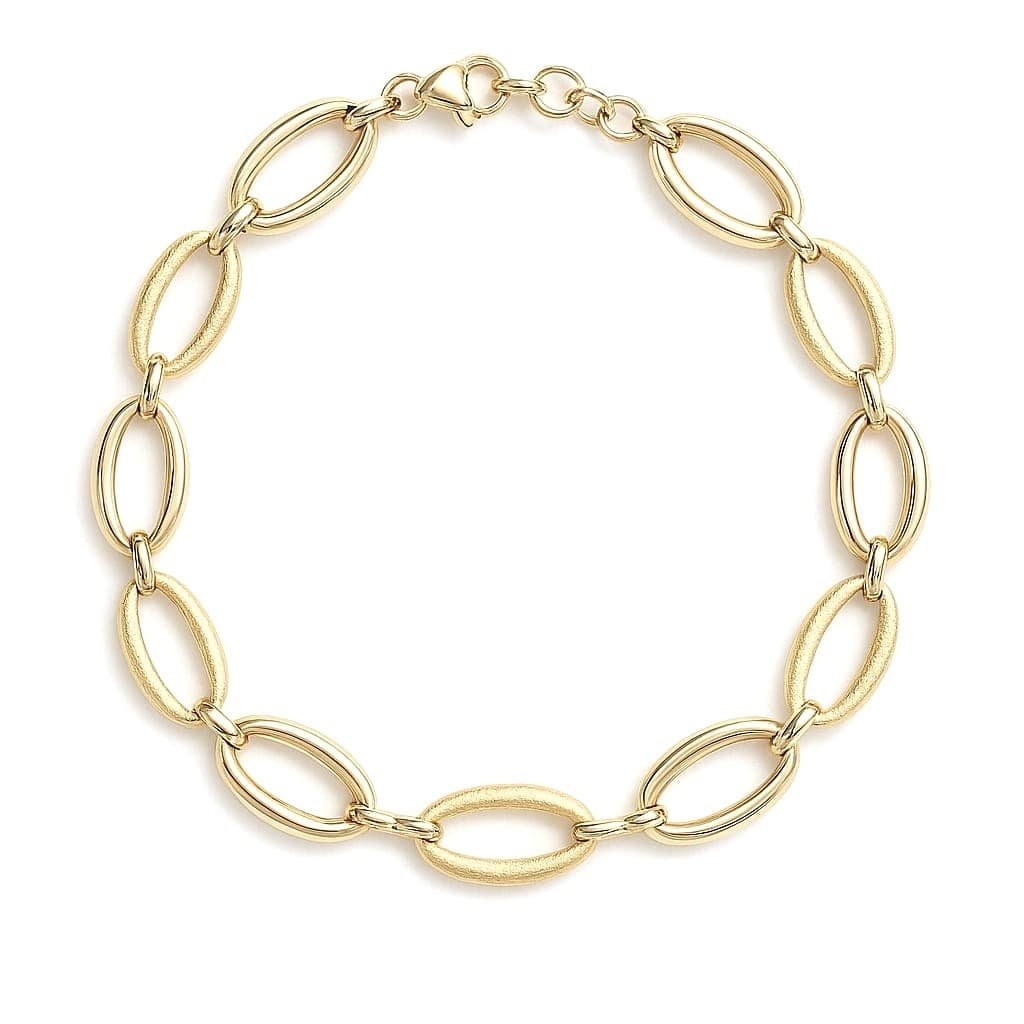 Дамска гривна от жълто злато 14 карата с овални звена