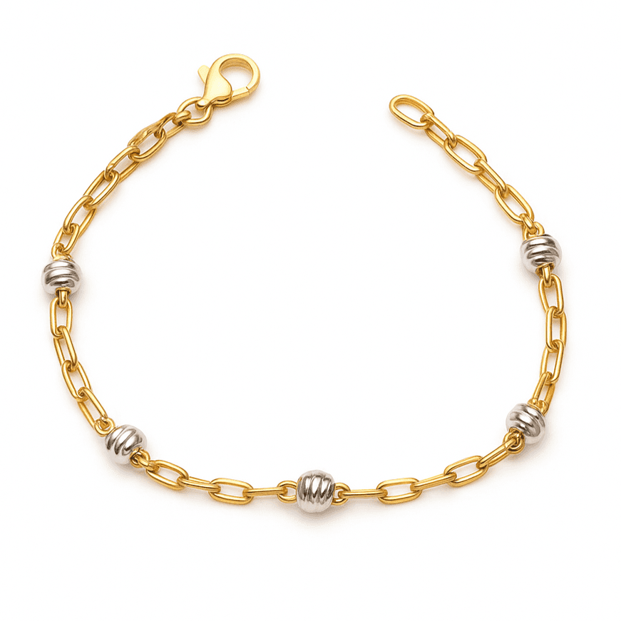 Дамска гривна от бяло и жълто злато