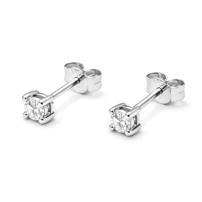 Обеци бяло злато с диаманти